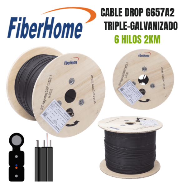 Bobinas cable G657A2 FiberHome 6 hilos 2km