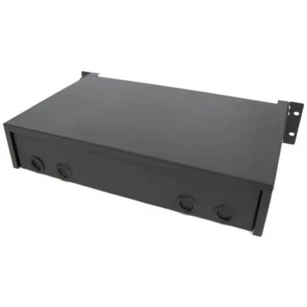 Caja metálica negra de montaje en rack