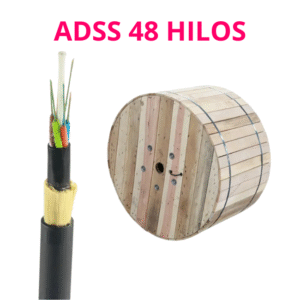 Cable de fibra óptica ADSS 48 hilos con carrete