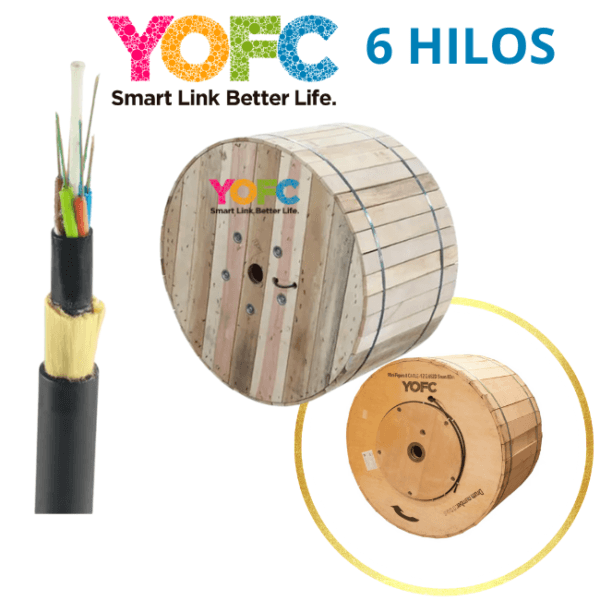 Carrete cable fibra óptica 6 hilos YOFC