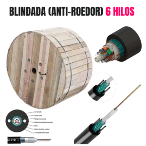 Carrete de cable blindado anti-roedor, seis hilos