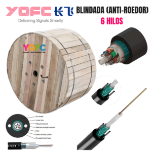 Cable fibra óptica blindado anti-roedores 6 hilos.
