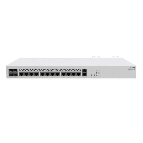 Router MikroTik con múltiples puertos Ethernet y SFP