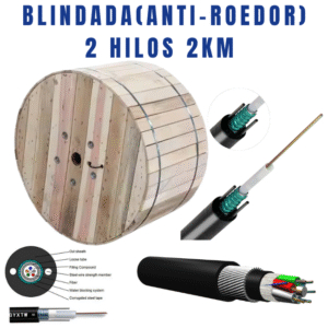 Cable blindado anti-roedor, 2 hilos, 2 kilómetros.