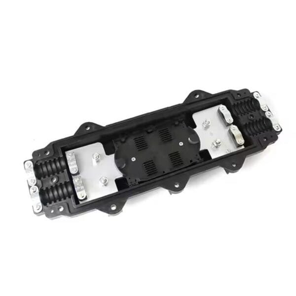Empalme de fibra óptica negro, múltiples conectores