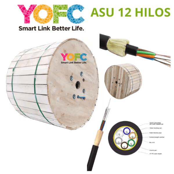 Carrete cable óptico ASU 12 hilos YOFC