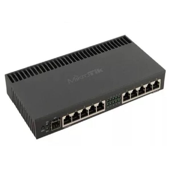 Switch de red MikroTik con múltiples puertos Ethernet